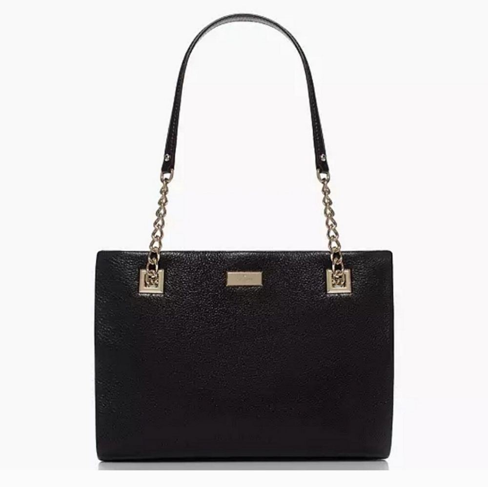 kate spade Soft Black leather shoulder bag With Chain